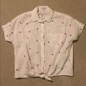 Madewell Front Tie Shirt w/ Strawberries!